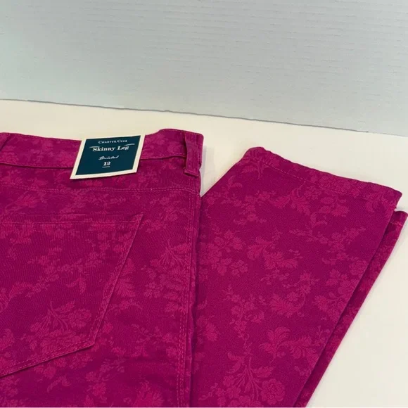 🆕 Women’s Charter Club Pink Fancy Skinny Ankle Pants – Size 12 🆕 - Picture 16 of 16